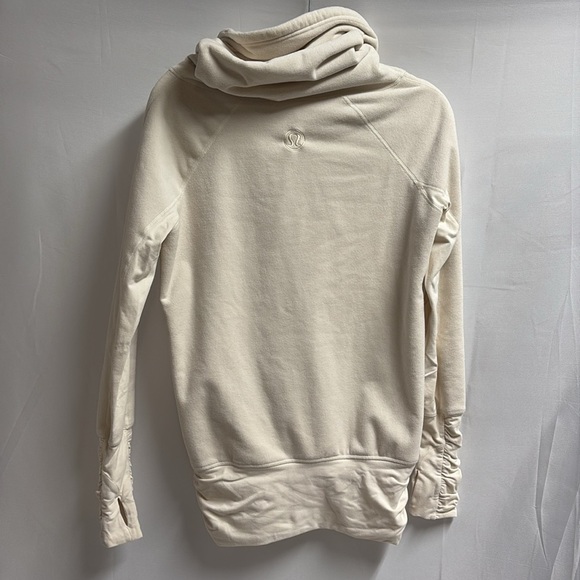 Lululemon Don't Hurry Be Happy Cowl Neck Pullover Sweatshirt Polar Cream Size 4 - Picture 7 of 9